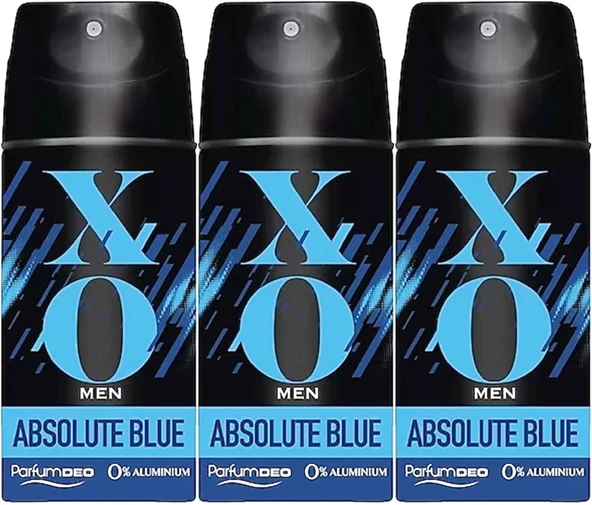 XO Deodorant 150ML Men-Erkek Absolute Blue (3 Lü Set) - 1