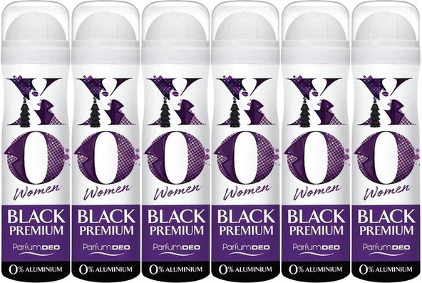 XO Deodorant 150ML Women-Kadın Black Premium (6 Lı Set)