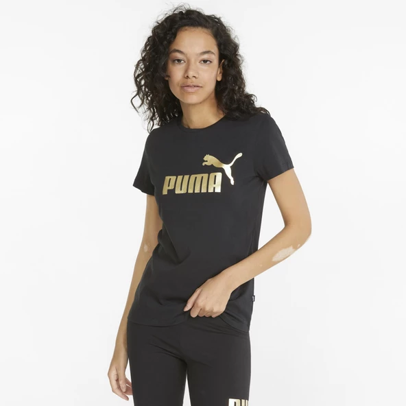 Puma 84830301 Ess+ Metallic Logo Tee Kadın Spor Tişört