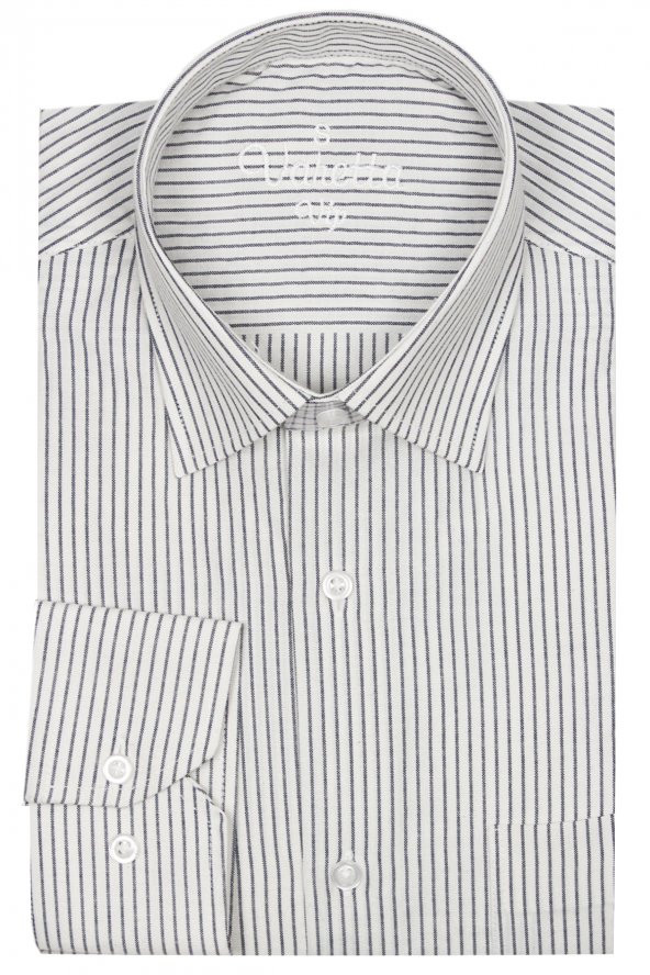 Erkek Klasik Kesim Tek Cepli Uzun Kollu Beyaz Erkek Gömlek