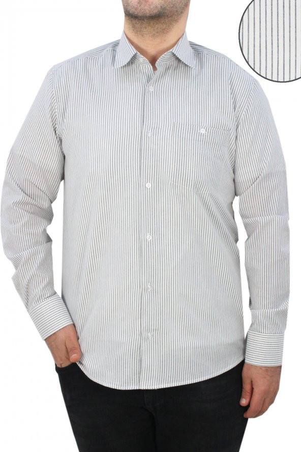 Erkek Klasik Kesim Tek Cepli Uzun Kollu Beyaz Erkek Gömlek - 2