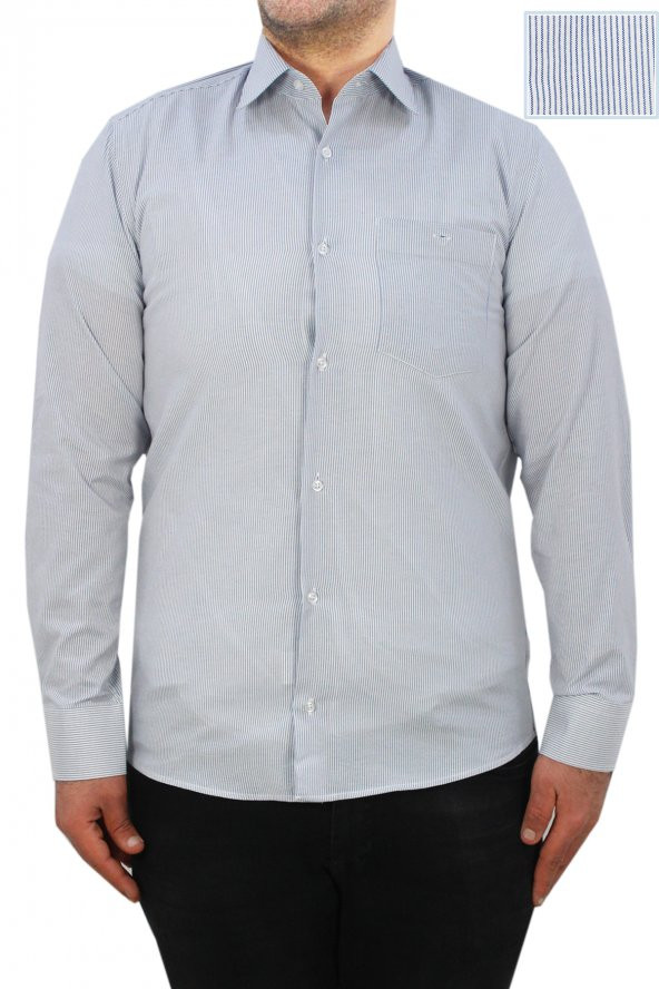 Beyaz Erkek Klasik Kesim Tek Cepli Uzun Kollu Erkek Gömlek - 2