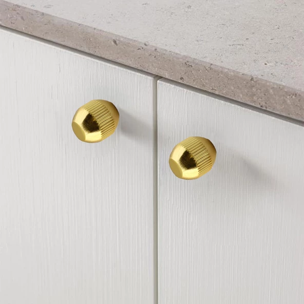 Topuz Düğme Çizgili Metal Kulp Gold Altın Çekmece Mobilya Mutfak Dolabı Dolap Kulpu Kulbu Kulpları - 5