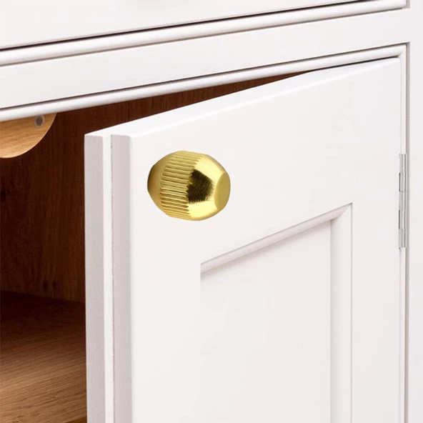 Topuz Düğme Çizgili Metal Kulp Gold Altın Çekmece Mobilya Mutfak Dolabı Dolap Kulpu Kulbu Kulpları - 3