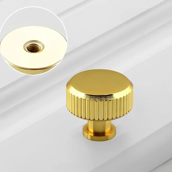 Taç Çizgili Düğme Metal Kulp Gold Altın Çekmece Mobilya Mutfak Dolabı Dolap Kulpu Kulbu Kulpları - Resim 4