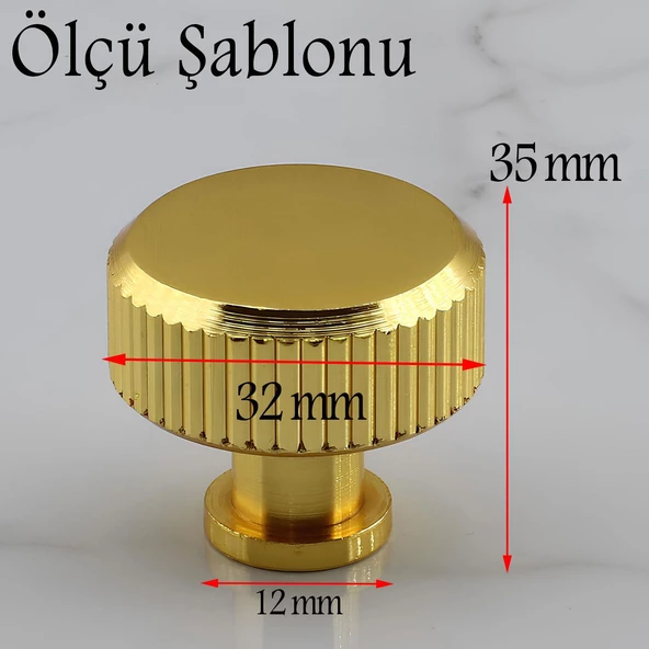 Taç Çizgili Düğme Metal Kulp Gold Altın Çekmece Mobilya Mutfak Dolabı Dolap Kulpu Kulbu Kulpları - Resim 2