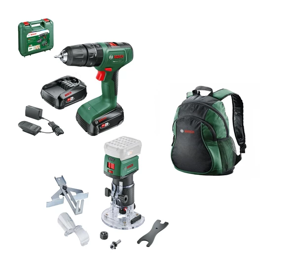 Bosch Easyimpact 18V-40 2x2.0 Ah + AdvancedTrimRouter 18V-8 Freze + Sırt Çantası