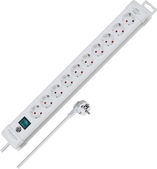 Brennenstuhl Premium-Line Serisi 10 Soketli 3 Metre 5 Kablolu Anahtarlı Uzatma Priz Beyaz - 3