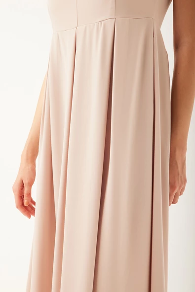 V Yaka Pileli Kadın Elbise - 5