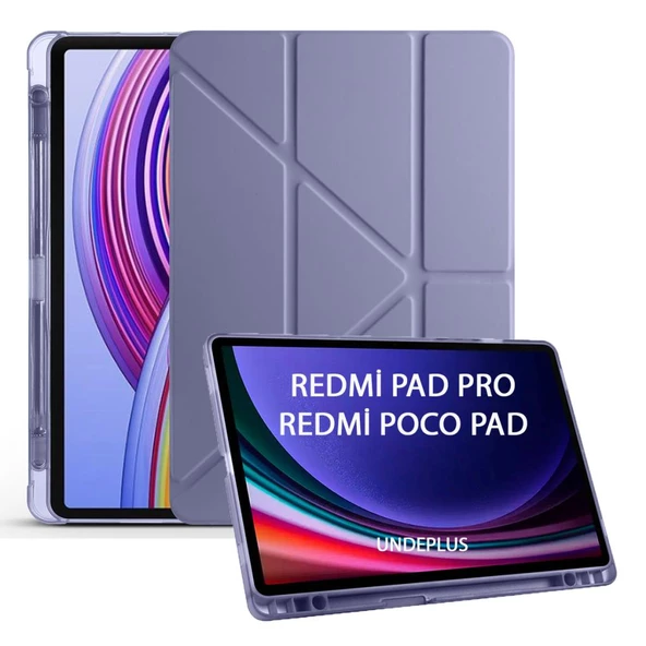 Xiaomi Redmi Pad Pro / Poco Pad 12.1inç Kılıf Kalem Bölmeli Trifolding Case (Düz Redmi Pad Değildir) - 6