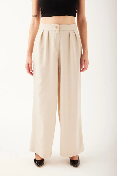 Pileli Kadın Palazzo Pantolon - 3