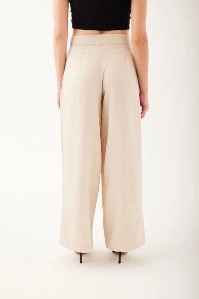 Pileli Kadın Palazzo Pantolon - 4