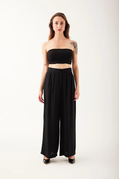 Pileli Kadın Palazzo Pantolon - 8