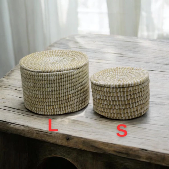 T.Concept Dekoratif Dayanıklı Burgu Desenli Çok Amaçlı Hasır Sepet Küçük Boy (S) - 5