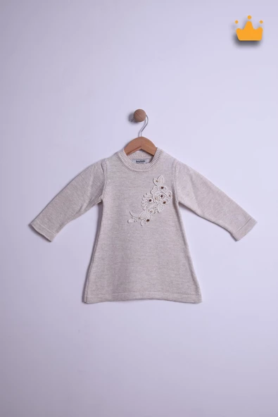 Babyhola Kız Çocuk Boncuklu Triko Bayramlık Elbise 6002