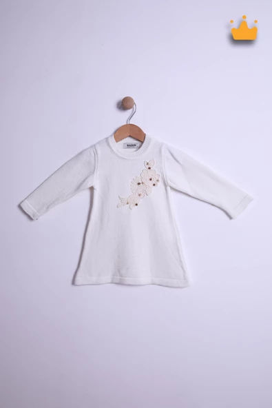 Babyhola Kız Çocuk Boncuklu Triko Bayramlık Elbise 6002 - 2