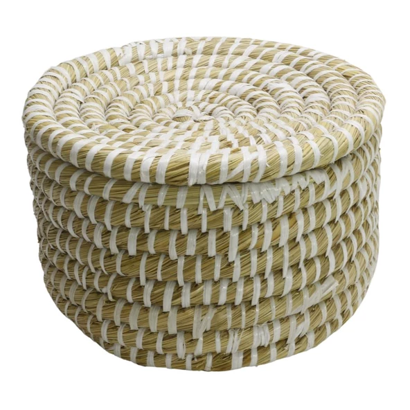 T.Concept Dekoratif Dayanıklı Burgu Desenli Çok Amaçlı Hasır Sepet Küçük Boy (S) - 2