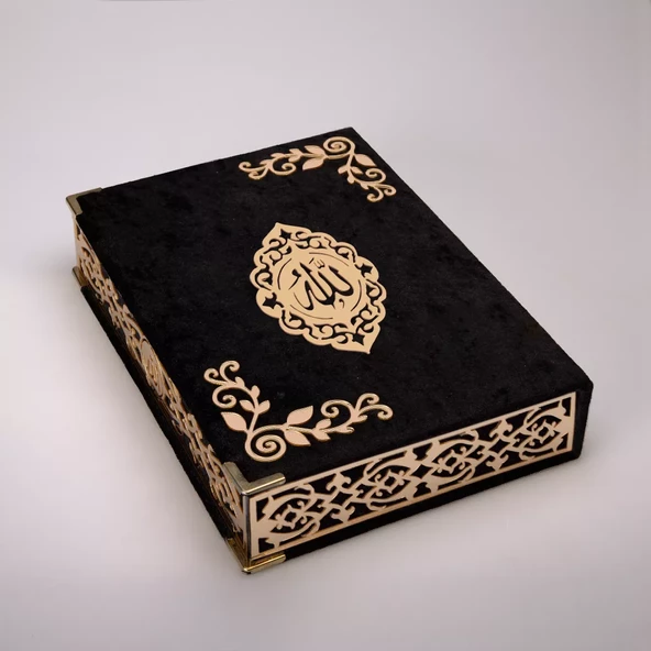 Şal + Tesbih + Kuran Hediye Seti (Orta Boy, ŞemsLafzatullah, Gold Pleksi, Raşel Kutu, Siyah) - 5