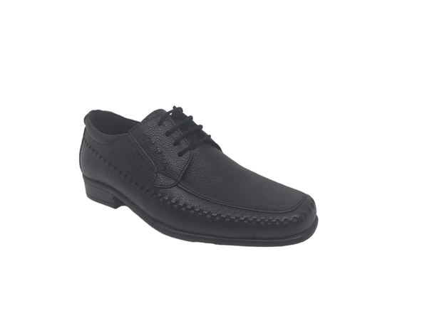 Zerhan 151 Erkek Siyah Bağcıklı Hakiki Deri Poli Taban ( Hafif ) Ayakkabı - Resim 2