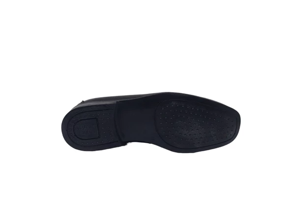 Zerhan 150 Erkek Siyah Hakiki Deri Poli Taban ( Hafif ) Makosen Ayakkabı - Resim 5