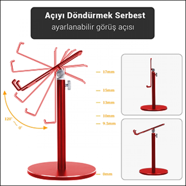 MÜHLEN GL083 - Kırmızı Katlanabilir, Taşınabilir ve Evrensel Telefon/Tablet Standı - 6