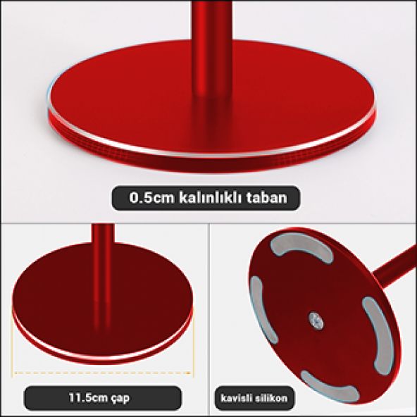 MÜHLEN GL083 - Kırmızı Katlanabilir, Taşınabilir ve Evrensel Telefon/Tablet Standı - 7