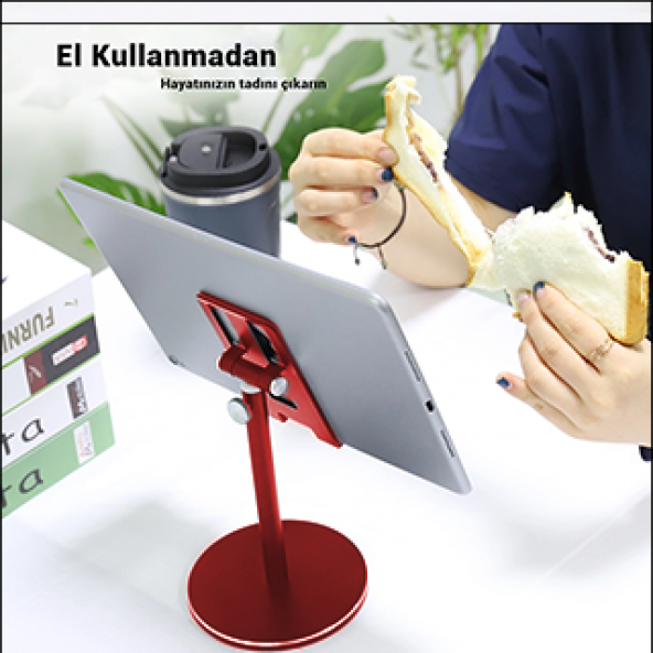 MÜHLEN GL083 - Kırmızı Katlanabilir, Taşınabilir ve Evrensel Telefon/Tablet Standı - 10