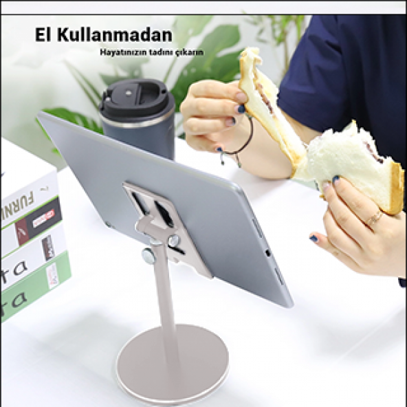 MÜHLEN GL083 - Gümüş Katlanabilir, Taşınabilir ve Evrensel Telefon/Tablet Standı - 9