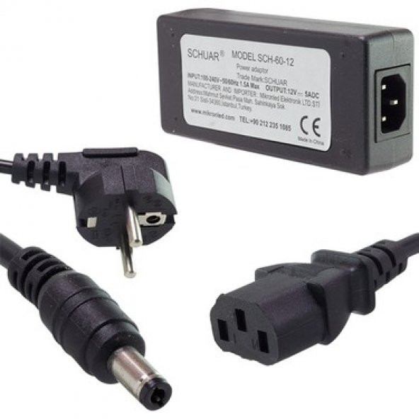 POWERMASTER 12 VOLT - 5 AMPER PLASTİK ADAPTÖR 5.5*2.5 UÇ - 1