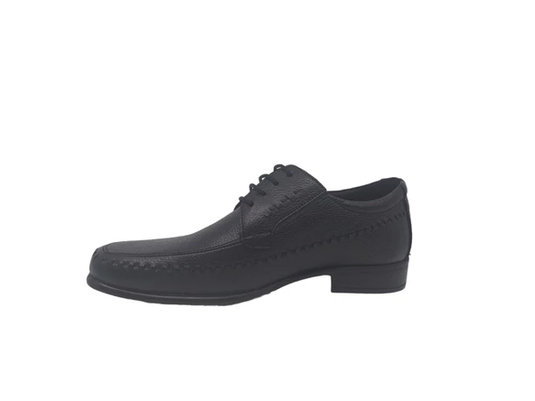 Zerhan 151 Erkek Siyah Bağcıklı Hakiki Deri Poli Taban ( Hafif ) Ayakkabı - Resim 3