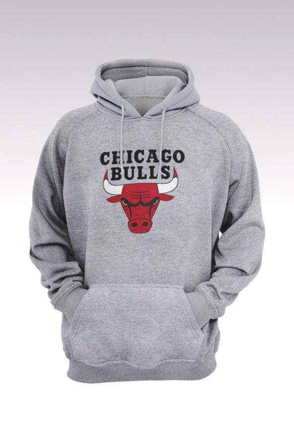 Chicago Bulls 35 Gri Kapşonlu Sweatshirt - Hoodie