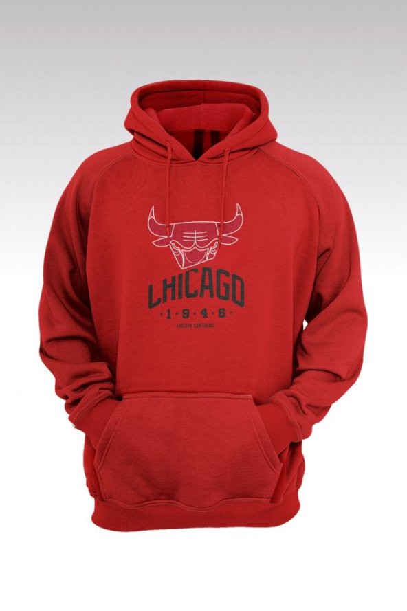 Chicago Bulls 37 Kırmızı Kapşonlu Sweatshirt - Hoodie