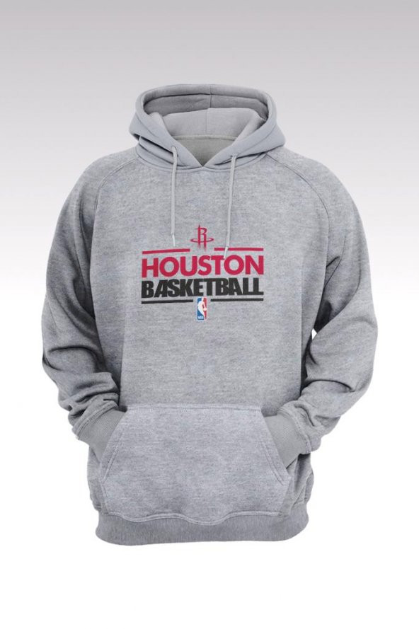 Houston Rockets 68 Gri Kapşonlu Sweatshirt - Hoodie