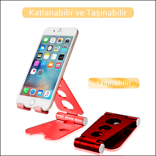 MÜHLEN GL059 - Kırmızı Katlanabilir, Taşınabilir ve Evrensel Telefon/Tablet Standı - 6