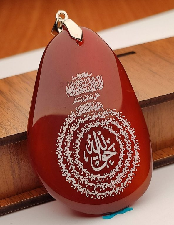 Mevlana Gümüş Akik Taşı Üzerine Hilye I Şerif arkasında peygamber efendimizin mührü - 2