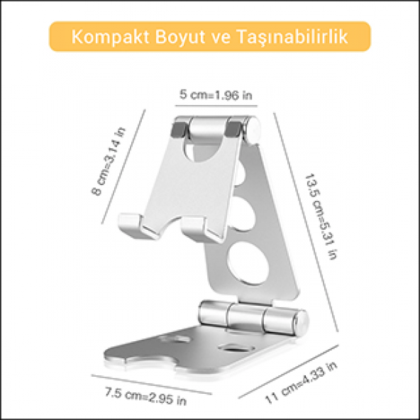 MÜHLEN GL059 Katlanabilir, Taşınabilir ve Evrensel Telefon/Tablet Standı - 5