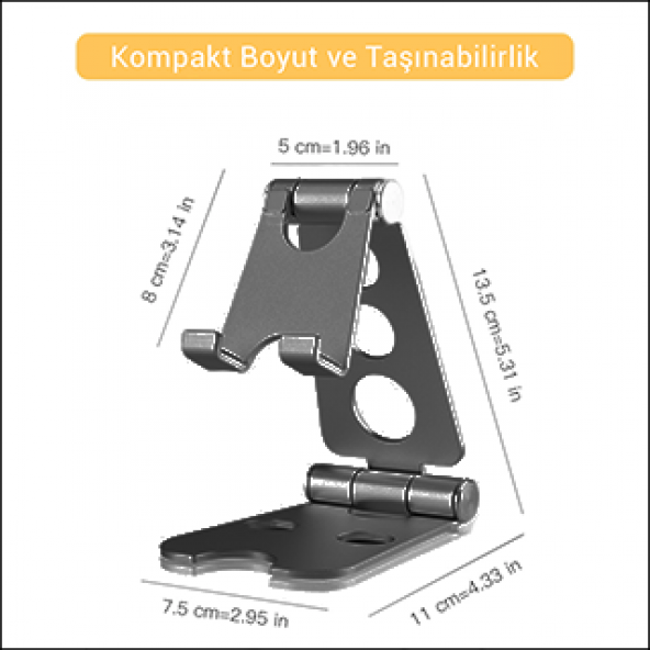 MÜHLEN GL059 - Siyah Katlanabilir, Taşınabilir ve Evrensel Telefon/Tablet Standı - 5