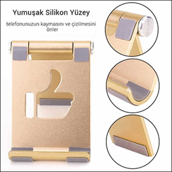 MÜHLEN GL088 - Gold Katlanabilir, Taşınabilir ve Evrensel Telefon/Tablet Standı - 6