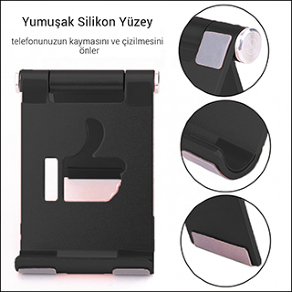 MÜHLEN GL088 - Siyah Katlanabilir, Taşınabilir ve Evrensel Telefon/Tablet Standı - 7