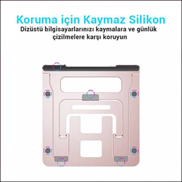 MÜHLEN GL092 - Pembe Ergonomik, Katlanabilir ve Yüksekliği Ayarlanabilir Dizüstü Bilgisayar Standı - 8