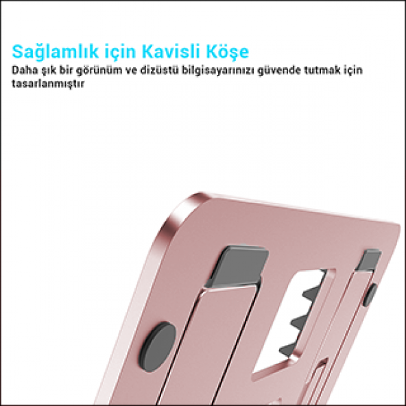 MÜHLEN GL092 - Pembe Ergonomik, Katlanabilir ve Yüksekliği Ayarlanabilir Dizüstü Bilgisayar Standı - 9