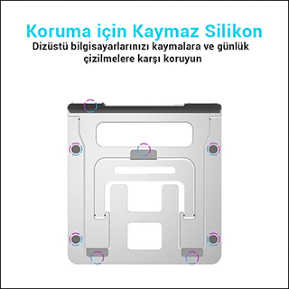 MÜHLEN GL092 - Gümüş Ergonomik, Katlanabilir ve Yüksekliği Ayarlanabilir Dizüstü Bilgisayar Standı - 8