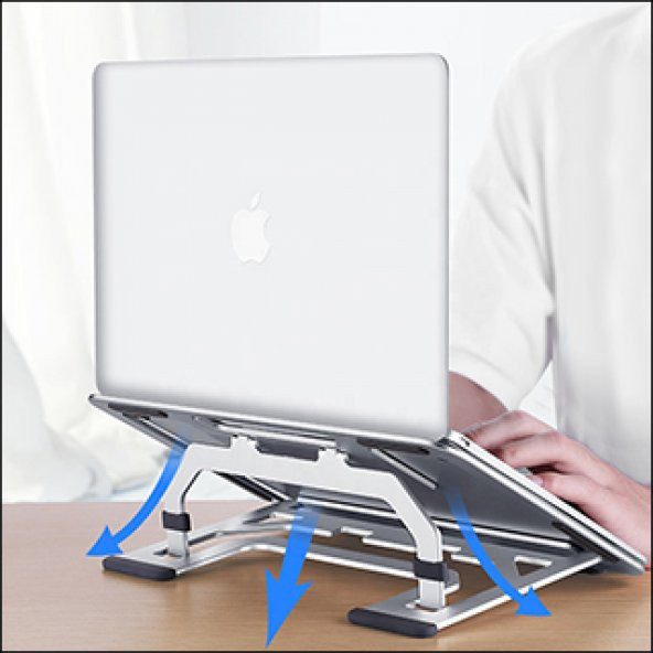 MÜHLEN GL0129 - Gümüş Ergonomik Taşınabilir Alüminyum Dizüstü Bilgisayar Standı - 2