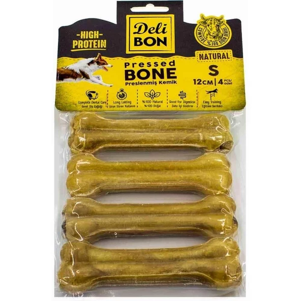 DELİBON DERİ PRES KEMİK 12CM S BOY 4LÜ PAKET NATUREL 12CMX4AD.