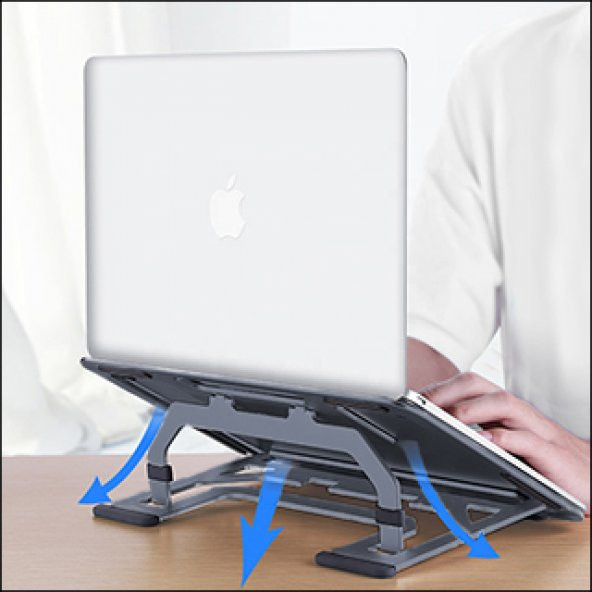 MÜHLEN GL0129 - Koyu Gri Ergonomik Taşınabilir Alüminyum Dizüstü Bilgisayar Standı - 3
