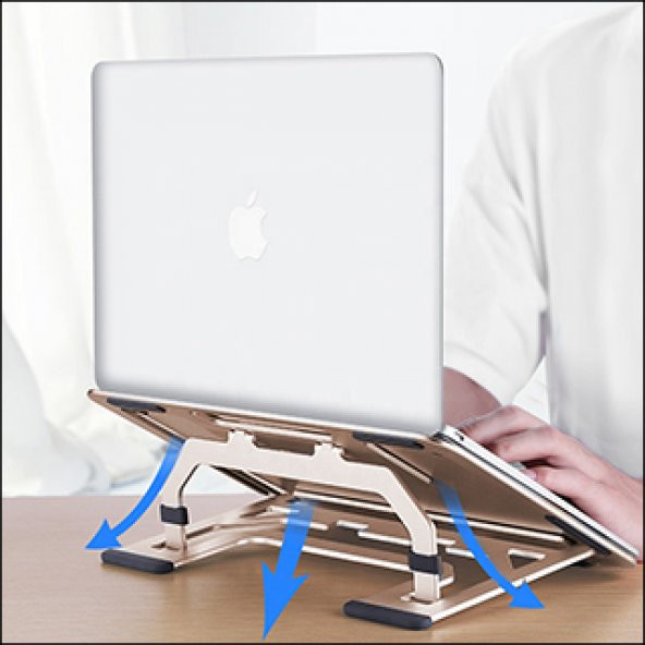 MÜHLEN GL0129 - Champagne Gold Ergonomik Taşınabilir Alüminyum Dizüstü Bilgisayar Standı - 3