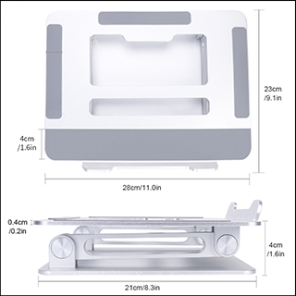 MÜHLEN D-GL0124 Ayarlanabilir Ergonomik Alüminyum Dizüstü Bilgisayar Standı - 5