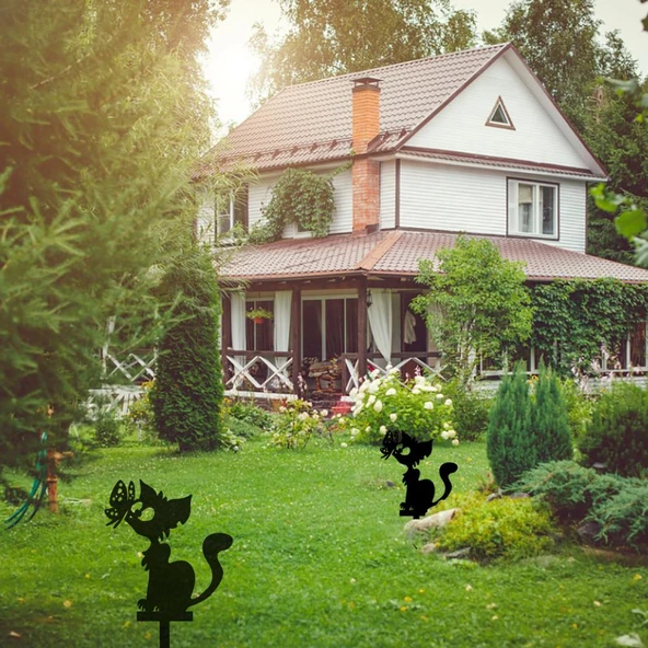 Küçük Bahçe Dekor Kedi Bahçe Süsü - 2