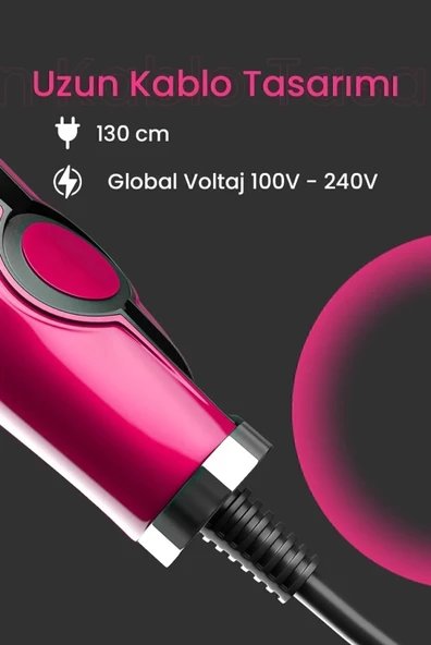 QASUL Seramik Kaplı Pembe Detay Saç Düzleştirici - 3