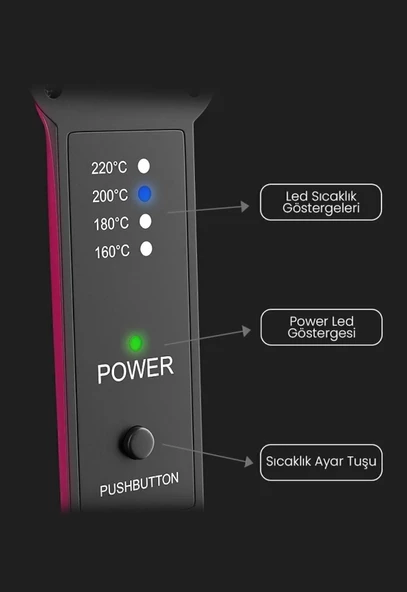 QASUL Seramik Kaplı Pembe Detay Saç Düzleştirici - 4